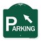 Signmission Parking W/ Arrow Pointing to Top Left, Green & White Aluminum Sign, 18" x 18", GW-1818-24517 A-DES-GW-1818-24517 - alternate 1